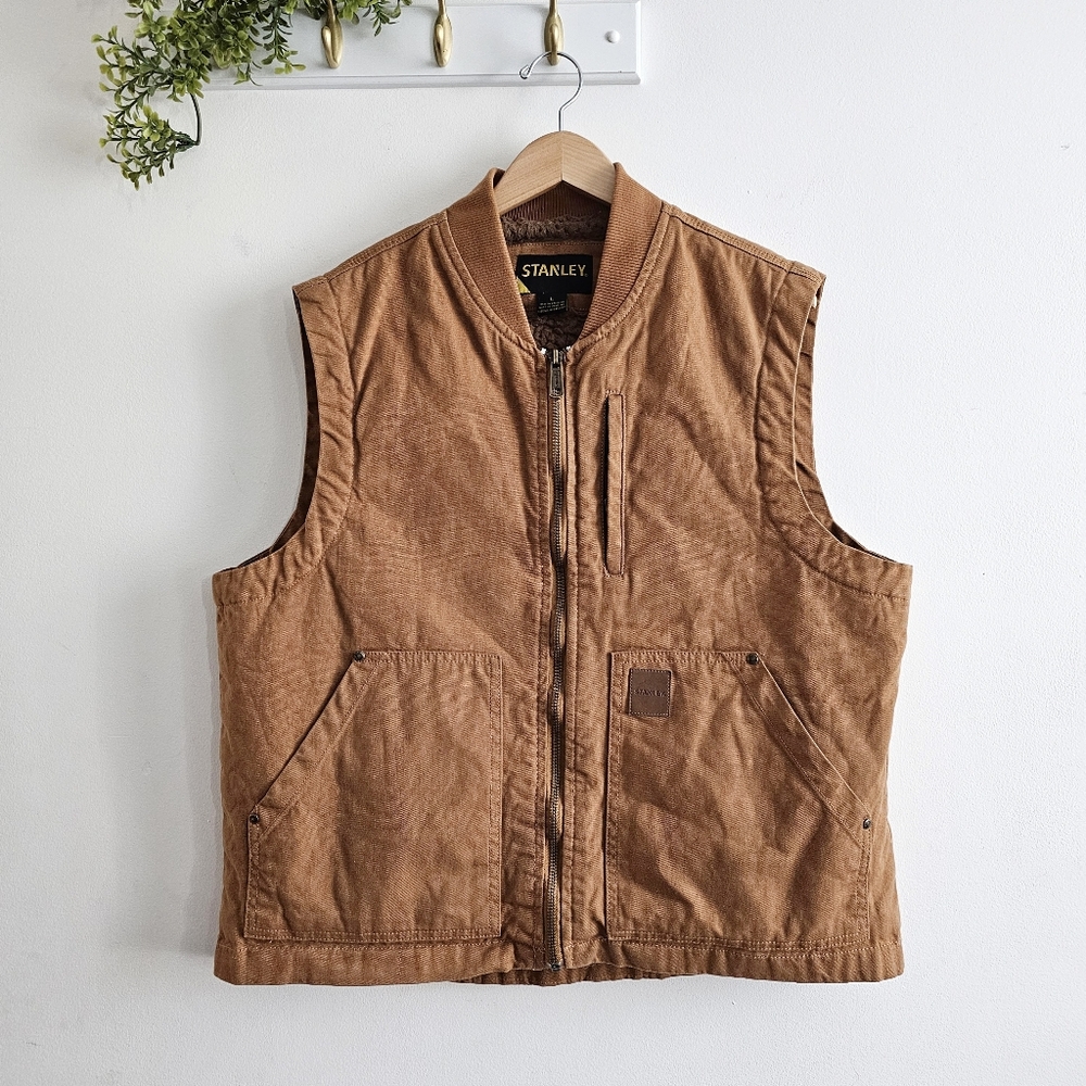 Vintage Stanley Brown Sherpa Lined Canvas Vest Men’s L Workwear